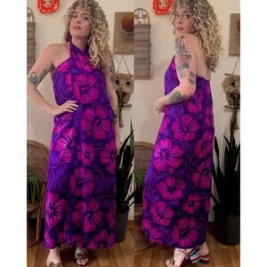 70s Hawaiian Dayglow Barkcloth Pareau Lavalava Wrap